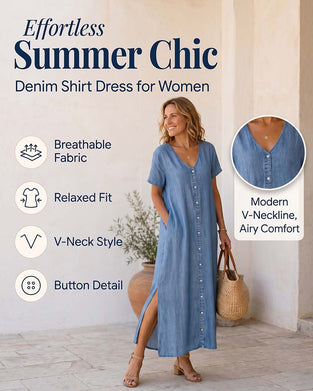 🌸 Robe D'été Décontractée Pour Femmes Avec Patte De Boutonnage – Style Relax & Confort Pour Un Usage Quotidien 💐