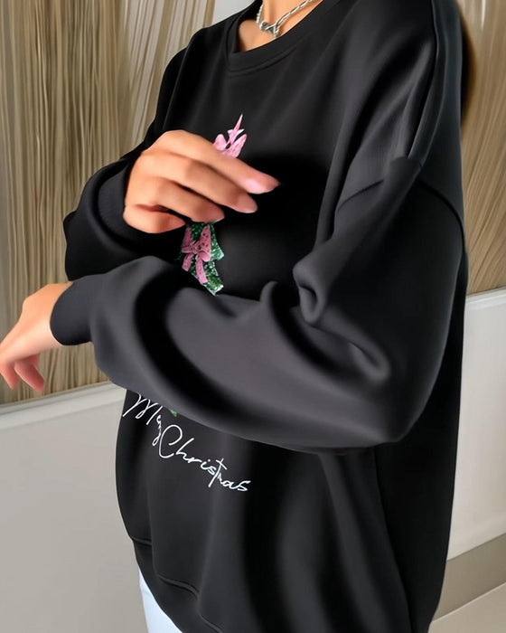 Sweat À Col Rond Manches Longues Imprimé Noël