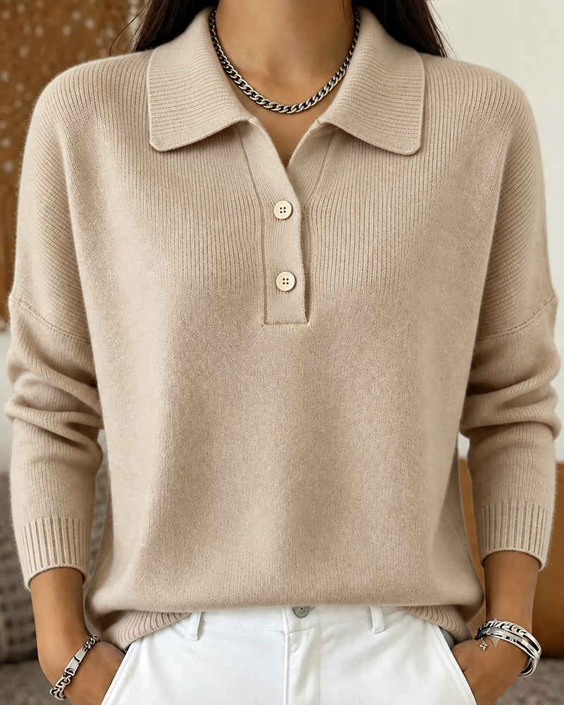 Pullover Demi-Patte Bouton Décontracté