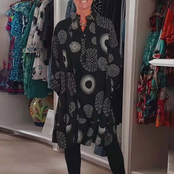 Robe décontractée à revers à imprimé géométrique