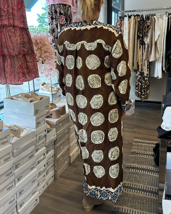 Robe Manches Longues En V Imprimé