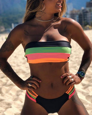 Bikinis Sexy à Blocs de Couleurs
