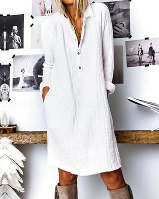 Robe de couleur unie à manches longues