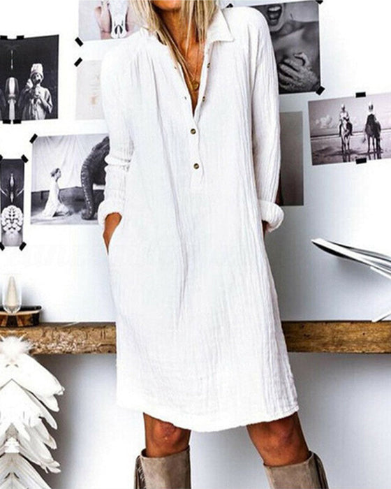 Robe de couleur unie à manches longues