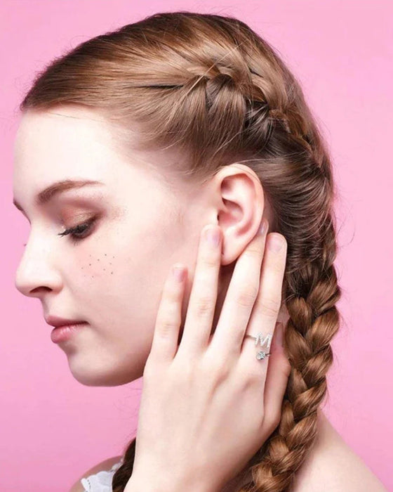 Bague ouverte en zircone avec initiales