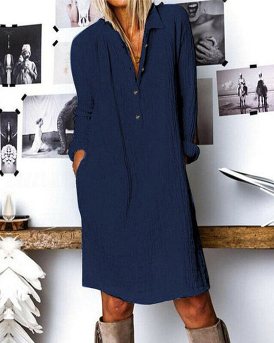 Robe de couleur unie à manches longues