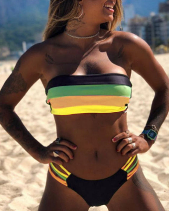 Bikinis Sexy à Blocs de Couleurs