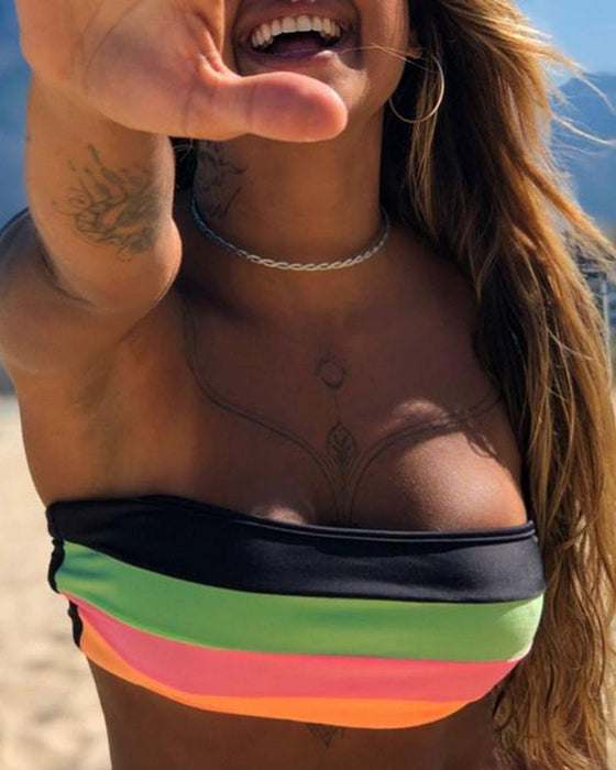 Bikinis Sexy à Blocs de Couleurs