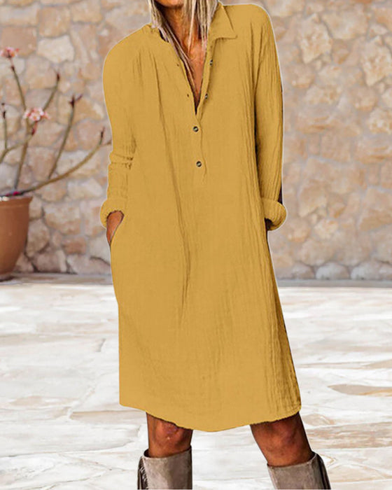 Robe de couleur unie à manches longues