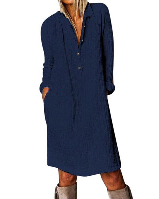 Robe de couleur unie à manches longues