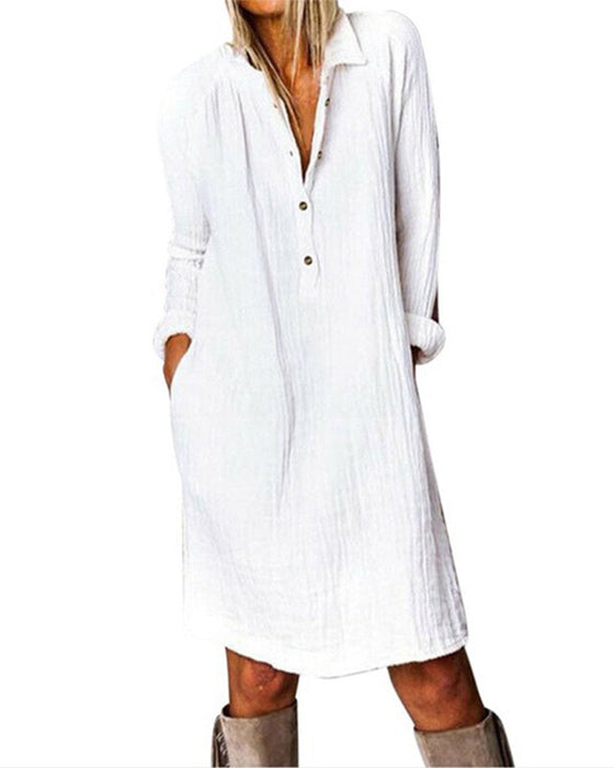 Robe de couleur unie à manches longues