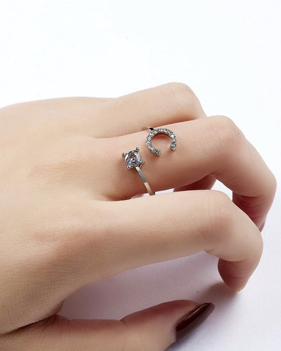 Bague ouverte en zircone avec initiales