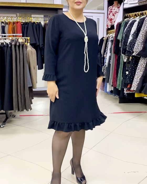 Robe unie à volants patchwork