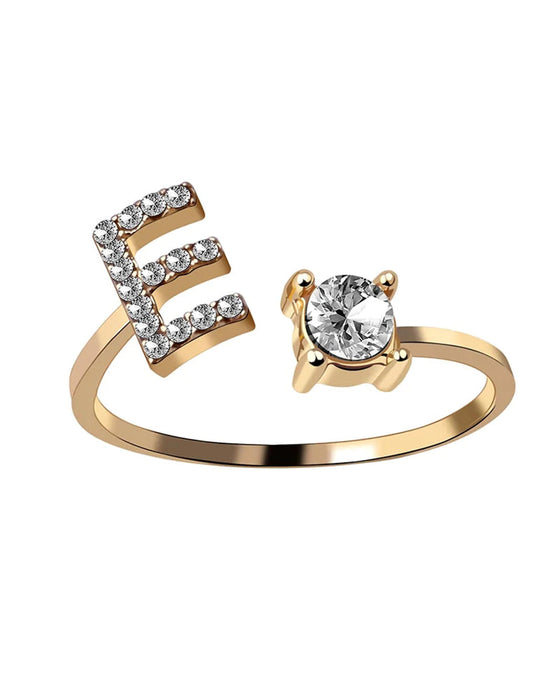 Bague ouverte en zircone avec initiales