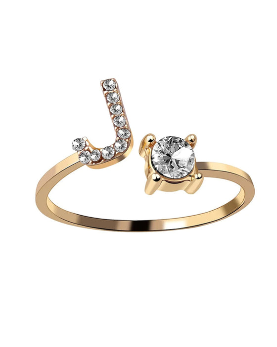 Bague ouverte en zircone avec initiales