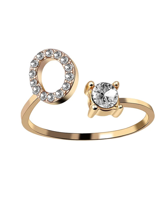 Bague ouverte en zircone avec initiales