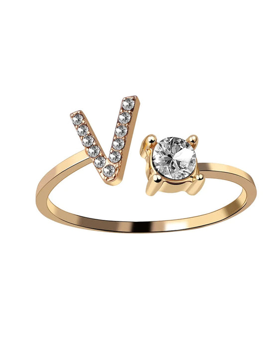 Bague ouverte en zircone avec initiales