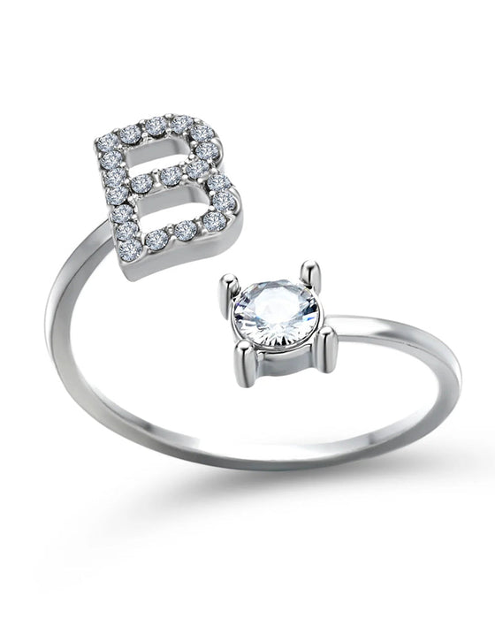 Bague ouverte en zircone avec initiales