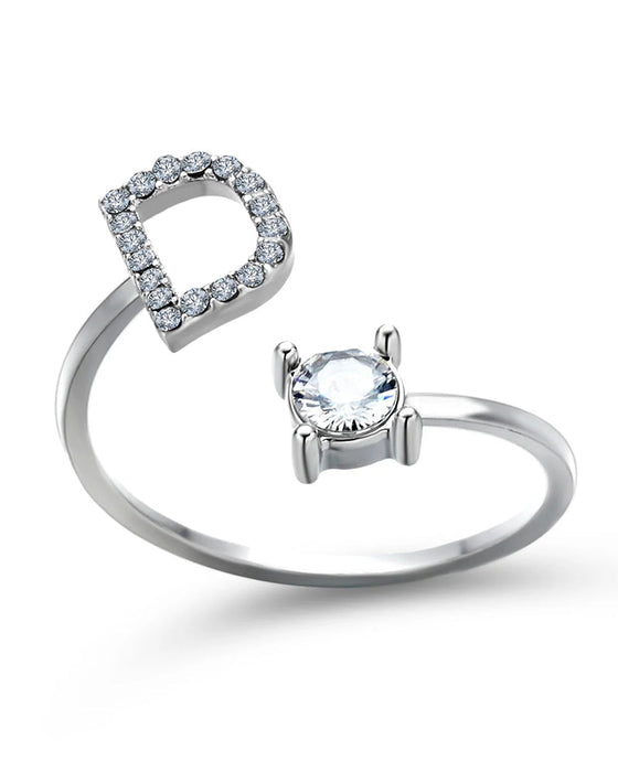 Bague ouverte en zircone avec initiales