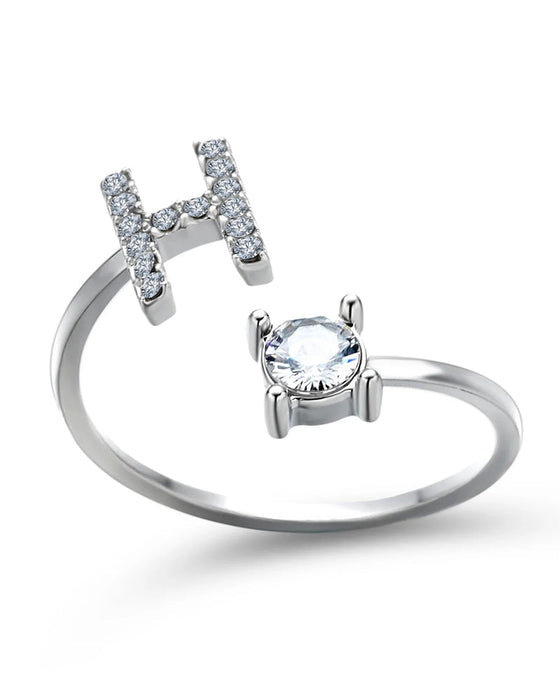 Bague ouverte en zircone avec initiales