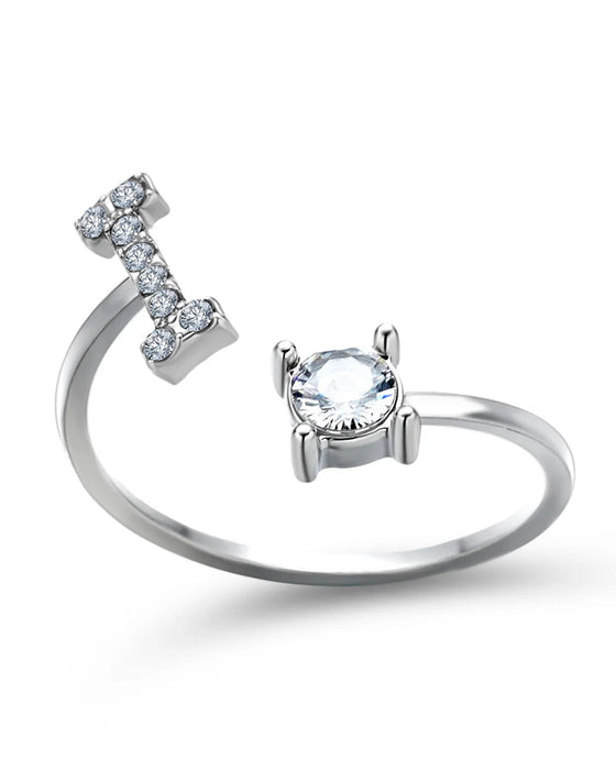 Bague ouverte en zircone avec initiales