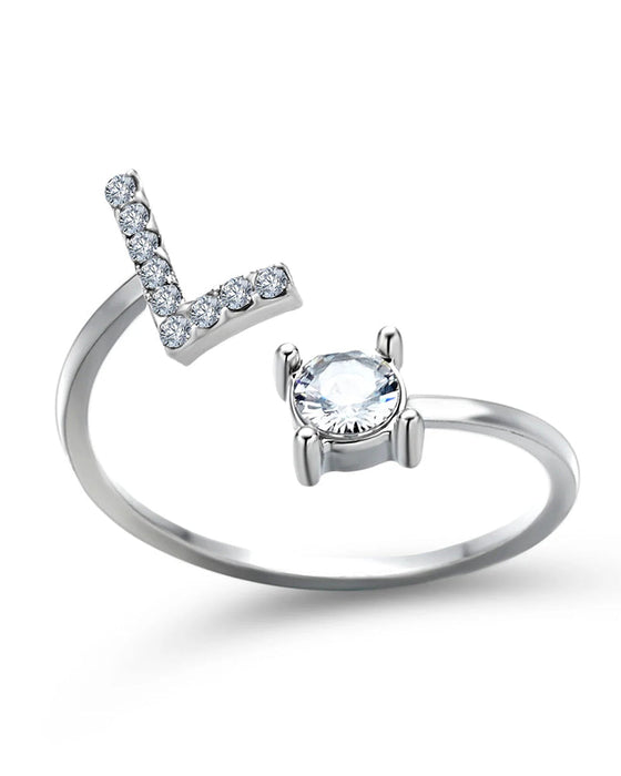 Bague ouverte en zircone avec initiales