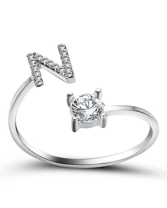 Bague ouverte en zircone avec initiales