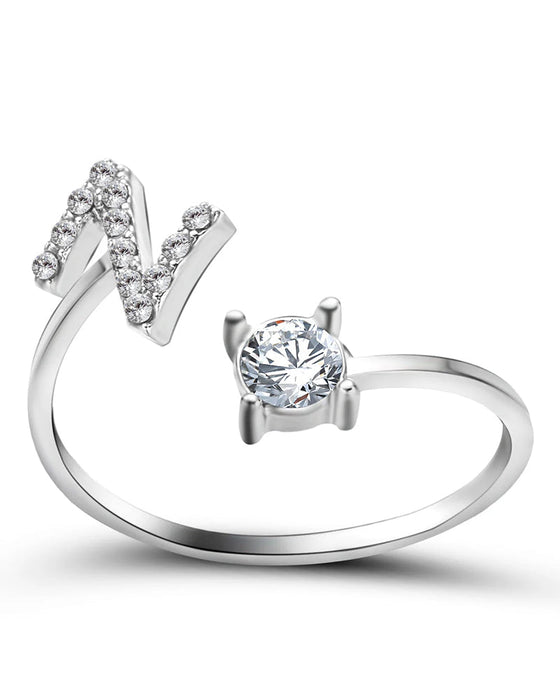 Bague ouverte en zircone avec initiales