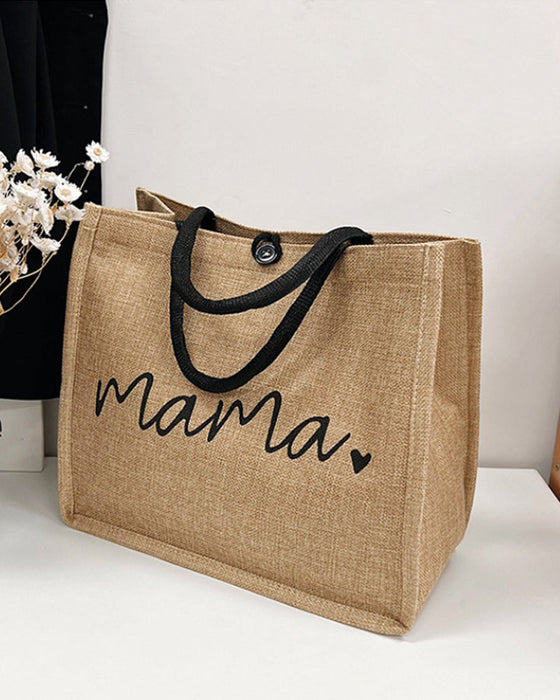 Sac à bandoulière grande capacité en lin portable