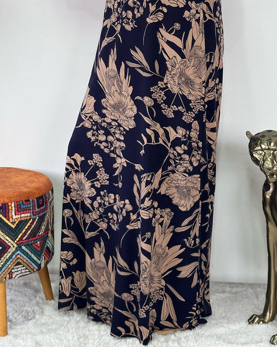 Robe à col rond et motif floral