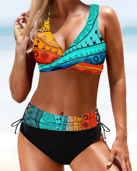 Bikini rayé multicolore