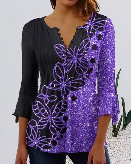 Haut imprimé à col en V