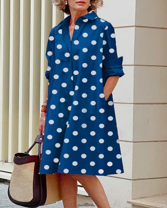 Robe style chemise imprimé pois