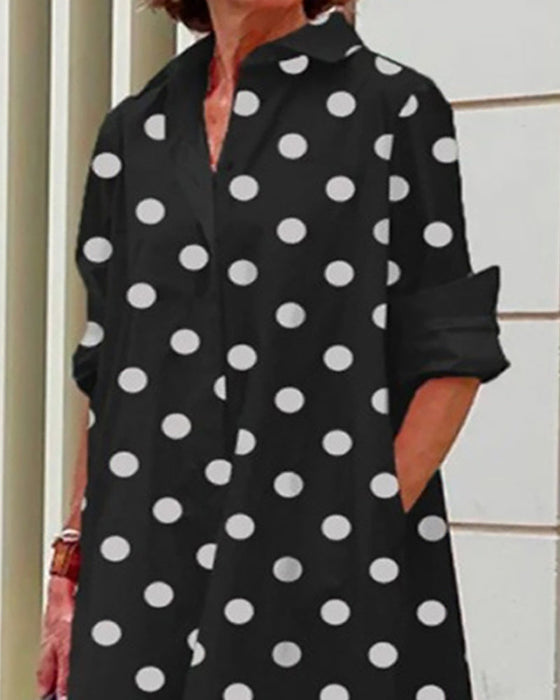 Robe style chemise imprimé pois