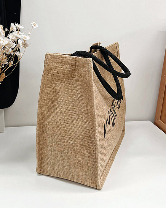 Sac à bandoulière grande capacité en lin portable