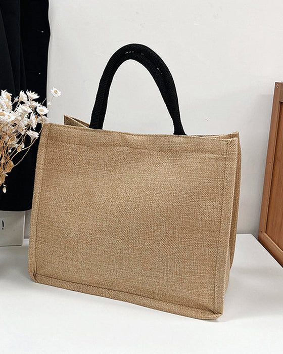 Sac à bandoulière grande capacité en lin portable