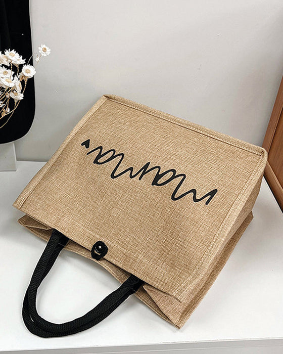 Sac à bandoulière grande capacité en lin portable