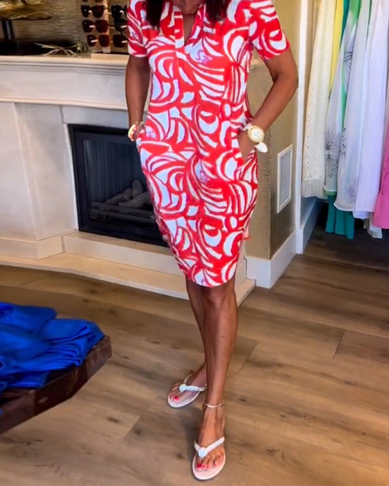 Robe imprimée décontractée à manches courtes