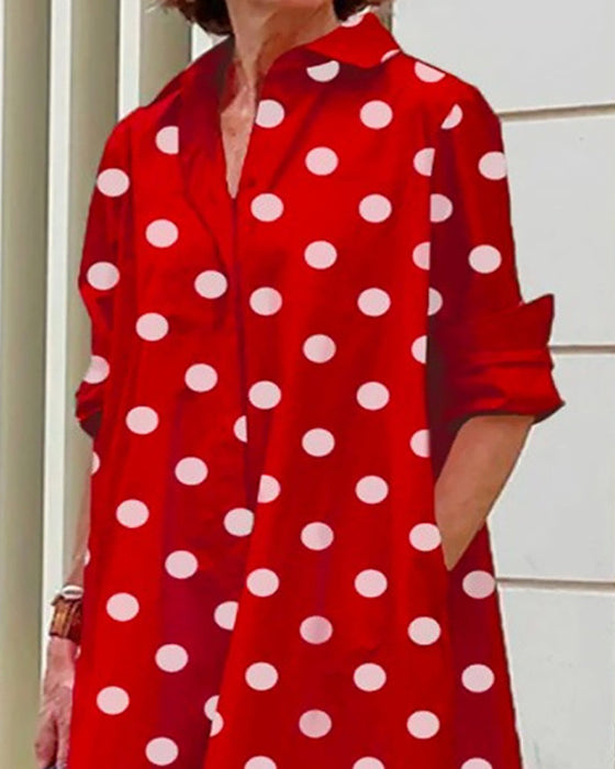 Robe style chemise imprimé pois
