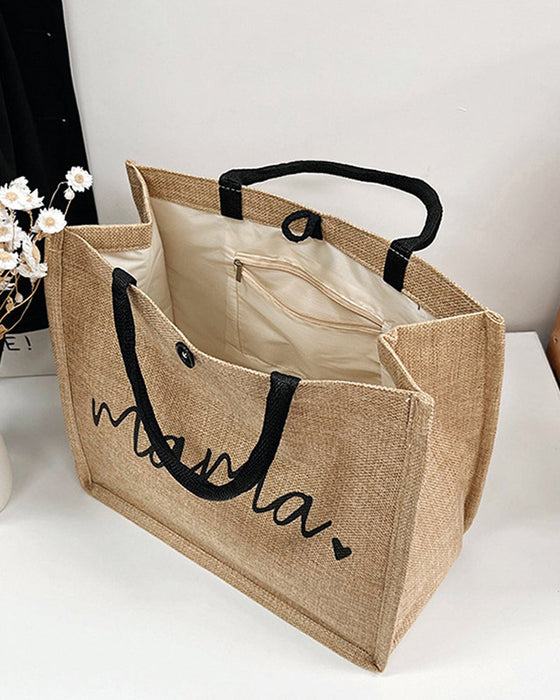 Sac à bandoulière grande capacité en lin portable