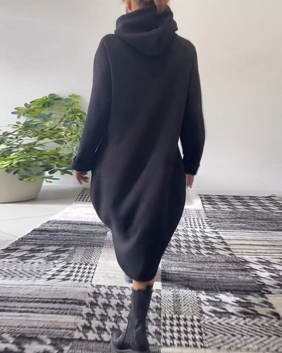 Robe à capuche décontractée de couleur unie