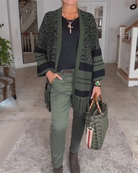 Cardigan à manches longues imprimé léopard