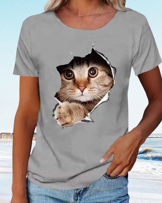 T-shirt avec imprimé chat