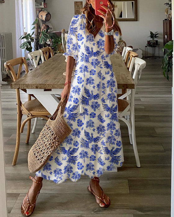 Robe longue à encolure en V