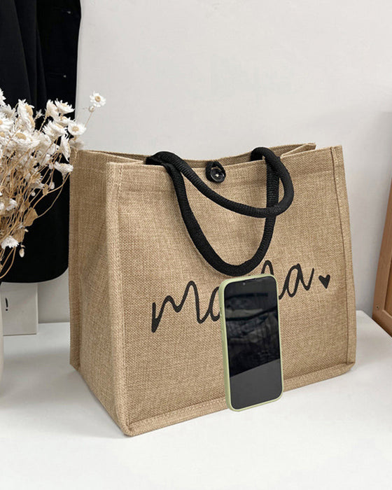 Sac à bandoulière grande capacité en lin portable