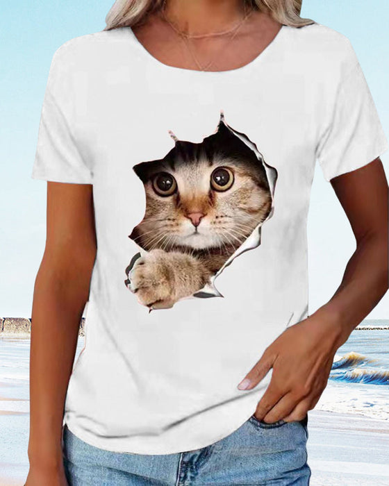 T-shirt avec imprimé chat