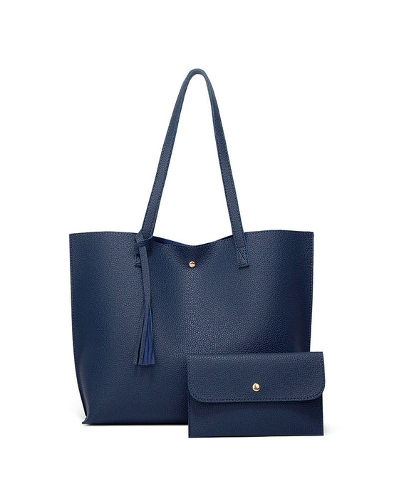 Capacité avec sac à bandoulière à pampilles de couleur unie avec grand