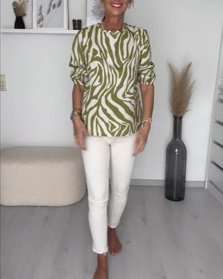 Blouse col rond imprimé zèbre