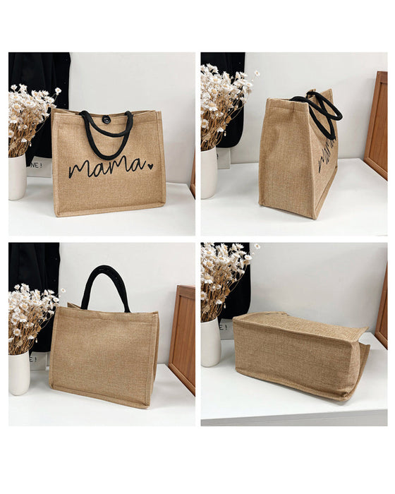 Sac à bandoulière grande capacité en lin portable