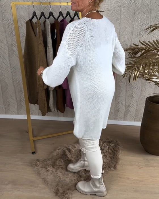 Pull décontracté de couleur unie irrégulière